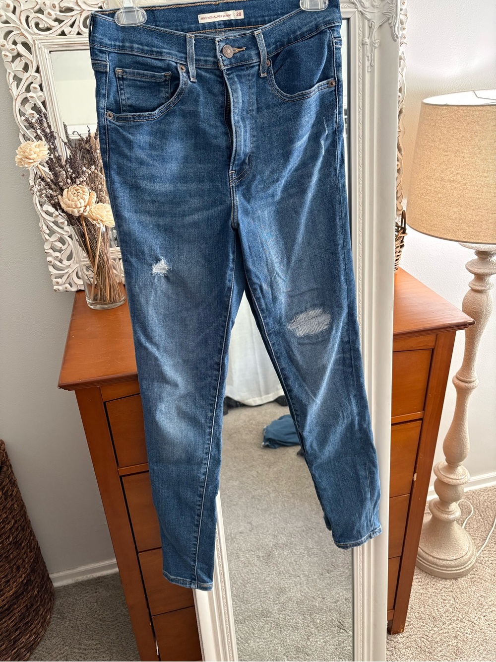 High-Rise Distressed Women's Skinny Jeans